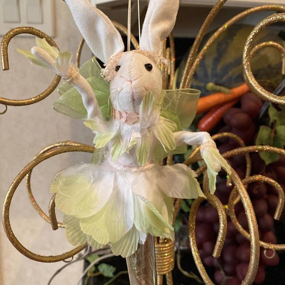 Balletina Rabbit Bunny 12” Hanging Tassel Ornament Decor Easter Green/coral - Picture 1 of 3